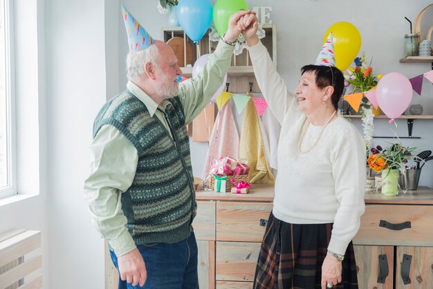 Senior people celebrating birthday