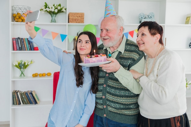 Senior people celebrating birthday