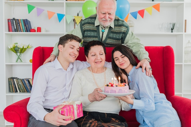 Senior people celebrating birthday