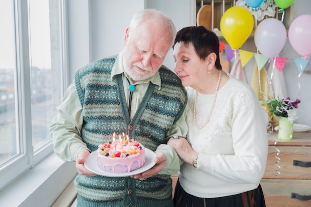 Senior people celebrating birthday