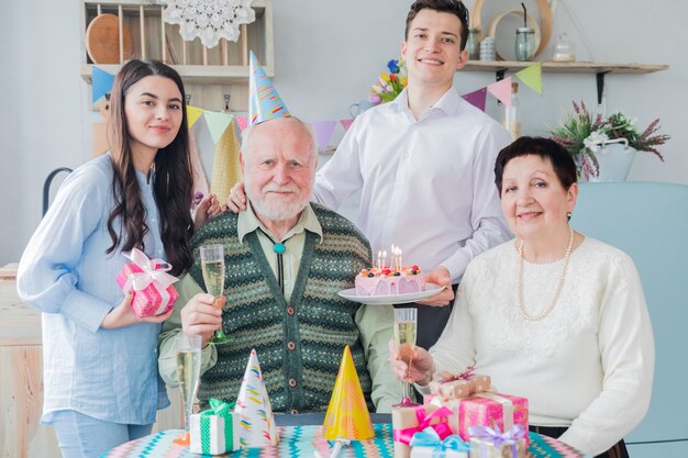 Senior people celebrating birthday