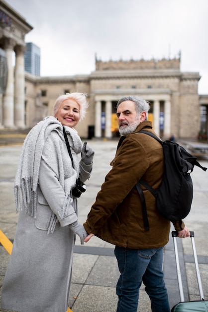 Senior people traveling together