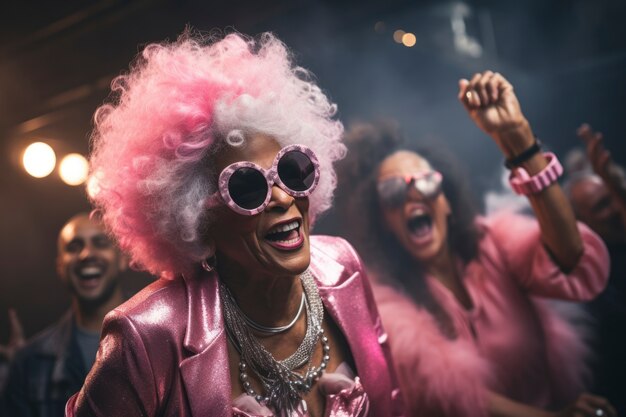 Senior person dancing and having fun at the club