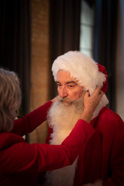 Senior santa claus with beard and hat