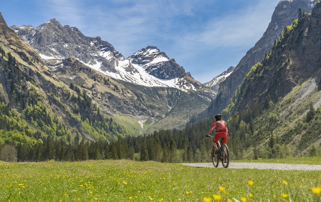 Senior woman on electric mountainbike