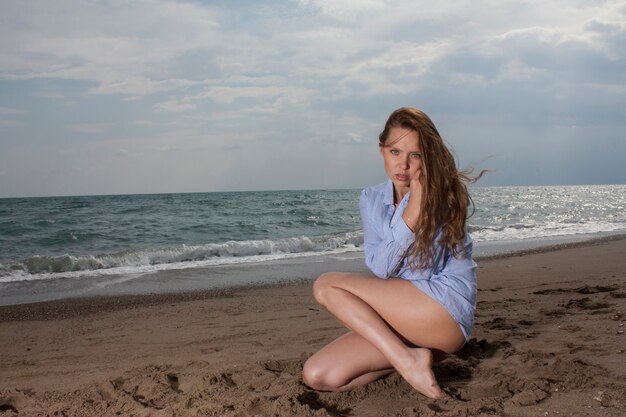 Sensual woman in the beach