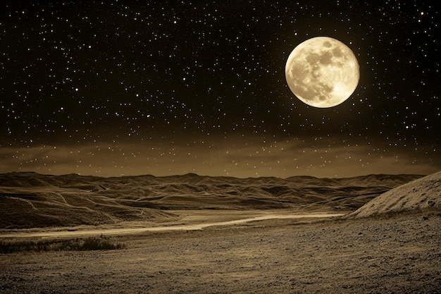 Free Photo sepia style effect with moon phase in the night sky