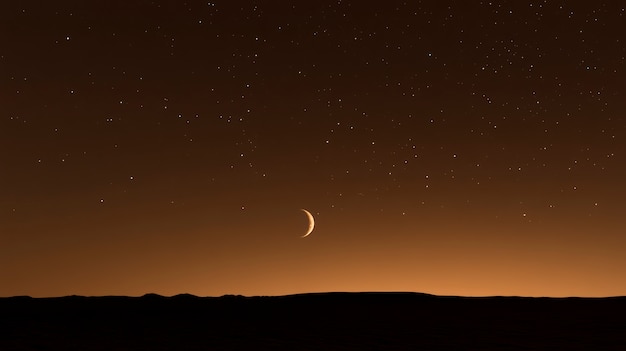 Free photo sepia style effect with moon phase in the night sky