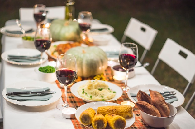 Served table with food 