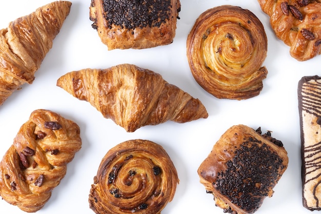 Free photo set of bakery pastries isolated on white background