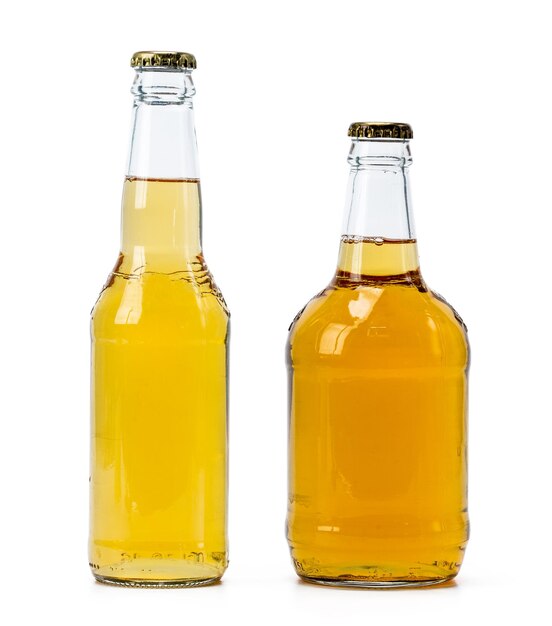 Set of beer bottles isolated