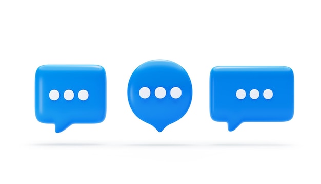 Free photo set of chat message blue speech bubble icon with bell notification alert notice reminder symbol conversation button icon or symbol background 3d illustration