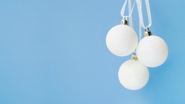 Set of christmas balls with copy space