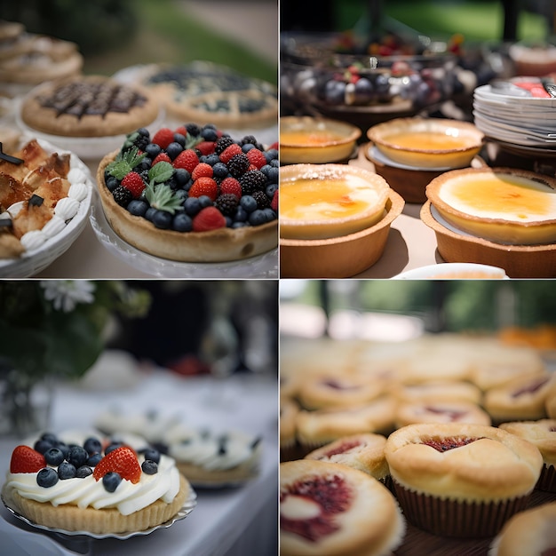 Free photo set of different cakes with berries and fruits selective focus