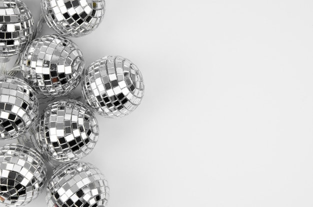 Set of disco balls with copy space