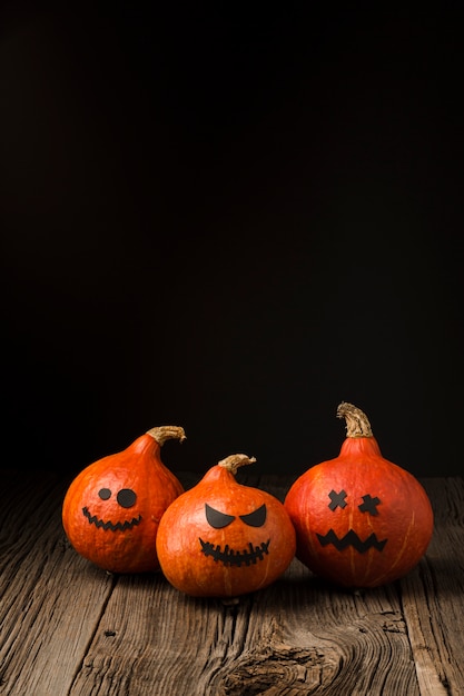 Free photo set of evil halloween pumpkins