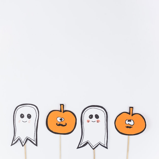 Free photo set of halloween decorations on sticks