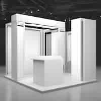 Free photo set of realistic trade exhibition stand or white blank exhibition kiosk or stand booth corporate