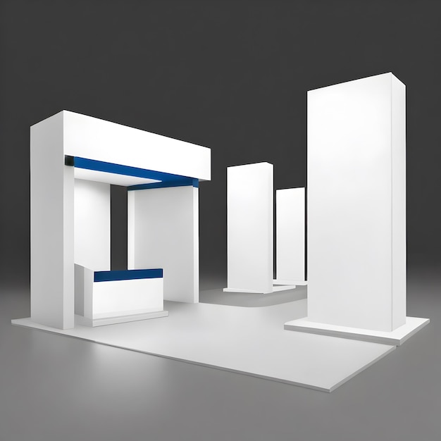 Free Photo set of realistic trade exhibition stand or white blank exhibition kiosk or stand booth corporate