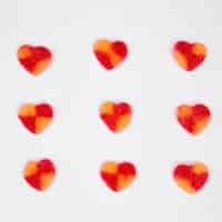 Free photo set of sweet candies in form of hearts