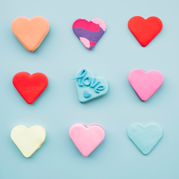 Set of tasty fresh cookies in form of hearts 