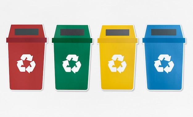 Free Photo set of trash bins with recycle symbol