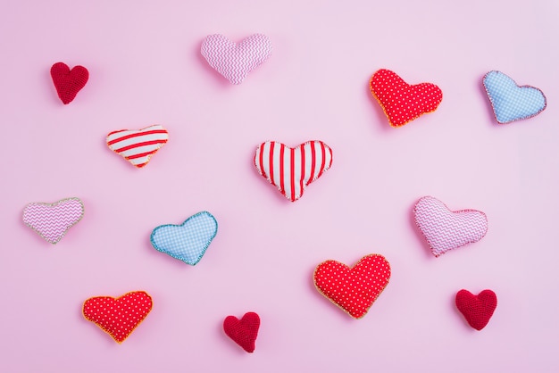 Free Photo set of various handmade hearts