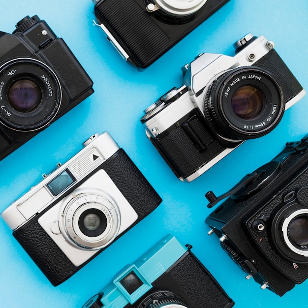 Free Photo set of various vintage cameras