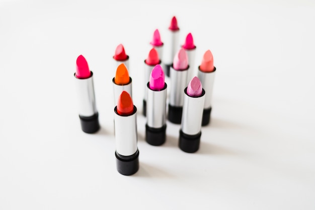 Free photo set of vivid lipsticks