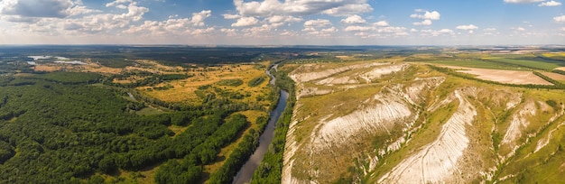 The Severskiy Donets river surrounded by chalk rocks a reserved territory near Svyatogorsk Ukraine