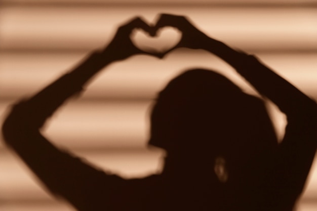 Free photo shadow of woman making a heart