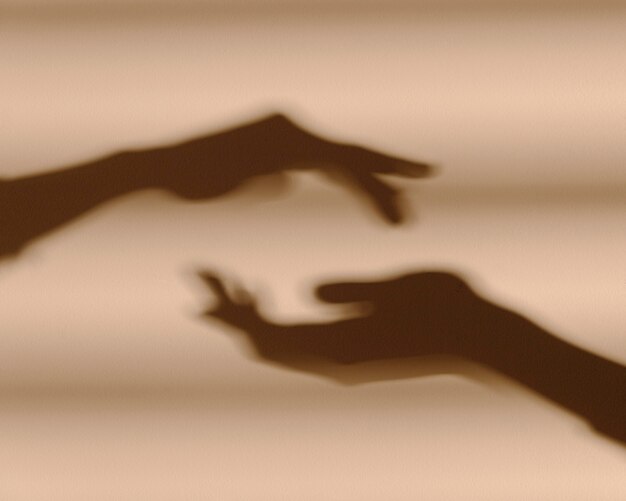 Shadows of hands on a white wall