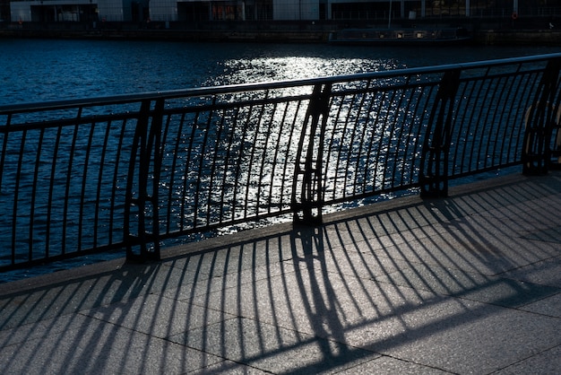 Shadows made by daylight in the city with architecture