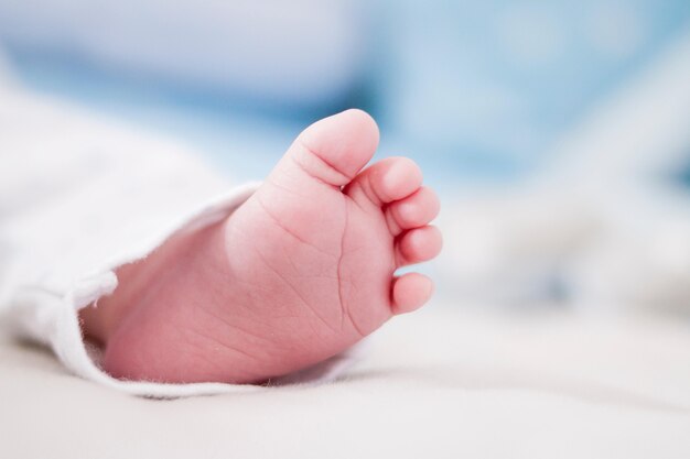 Shallow focus shot of the toe of a newborn baby