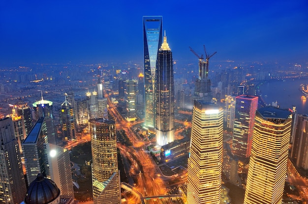 Shanghai aerial at dusk