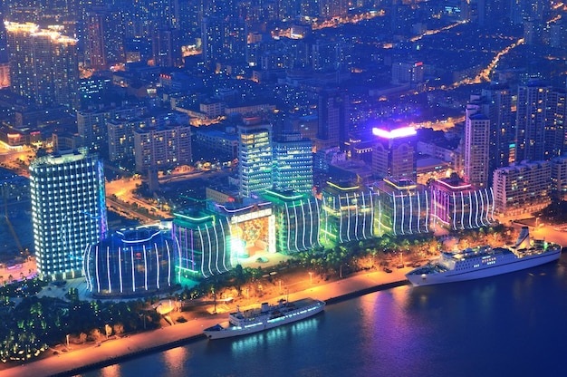 Shanghai aerial at dusk