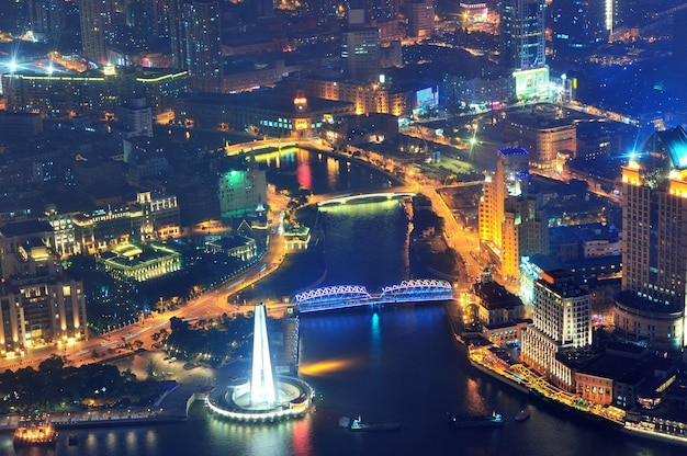 Shanghai aerial at dusk