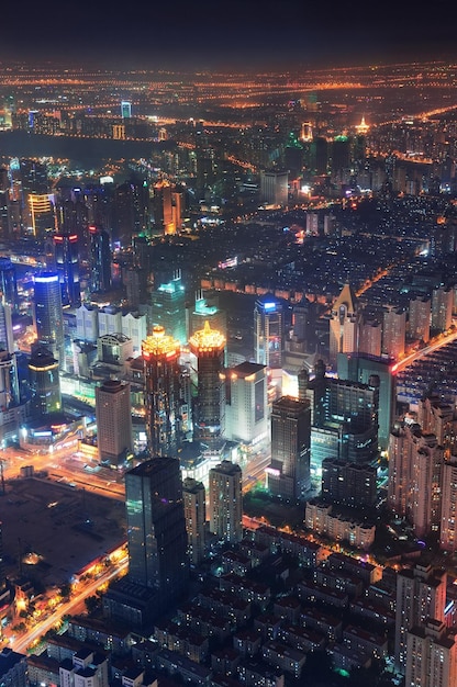 Free photo shanghai night aerial view