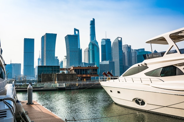 Free photo shanghai skyline in sunny day, china