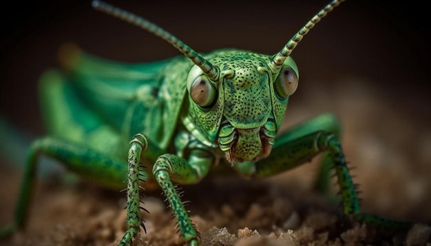 Sharp horned lizard stares tropical forest environment generated by AI