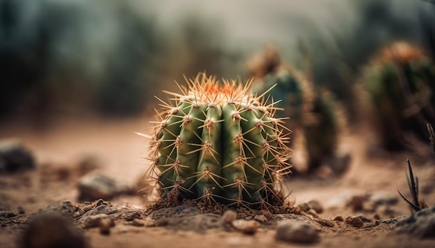 Sharp thorn on succulent plant in arid climate generated by AI