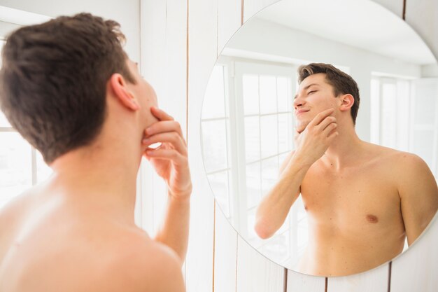 Shaving concept with attractive man