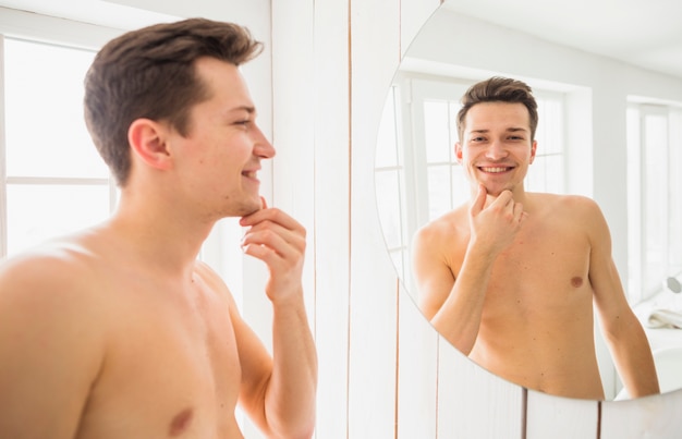 Shaving concept with attractive man