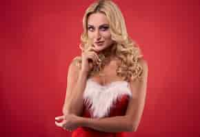 Free photo she is a very flirty santa claus