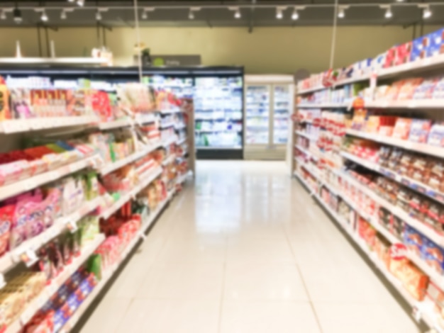 Shelves with food unfocused