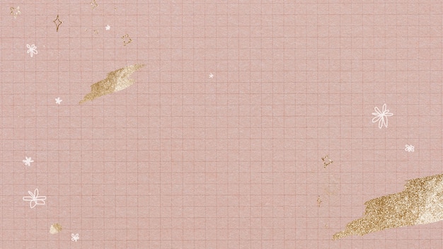 Free Photo shimmering gold brush strokes on a pink grid background