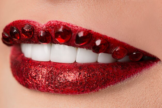 Shining diamond luxury red lips, jewel, crystal, fashion