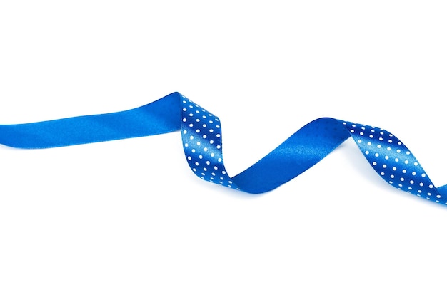 Free photo shiny blue ribbon isolated on white