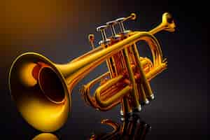 Free photo shiny brass trumpet golden style instrument generative ai