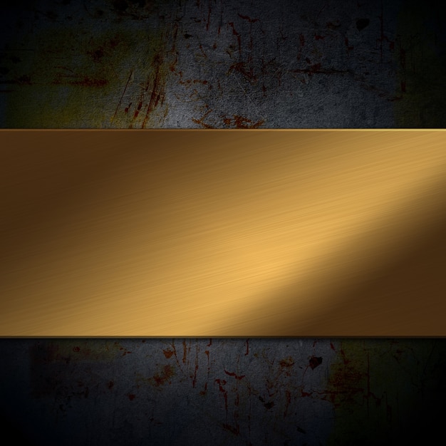 Free Photo shiny gold metal plate on a grunge background